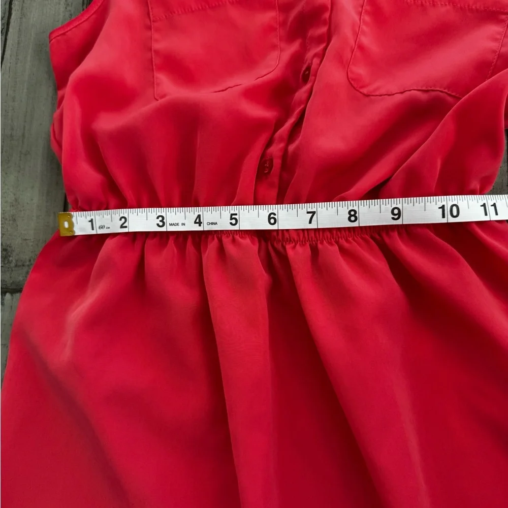 Elegant Coral Button Down Sleeveless Dress - Picture 7 of 8
